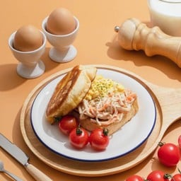 ปูอัดและไข่คนแซนวิช Crab Stick & Scramble Egg Open Sandwich