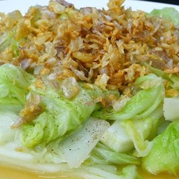 ผัดผักกาดขาว ราดข้าว