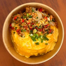 ข้าวไข่ข้น+กุ้งคั่วพริกเกลือ