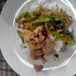 ข้าวราดผัดพริกเผาหมู