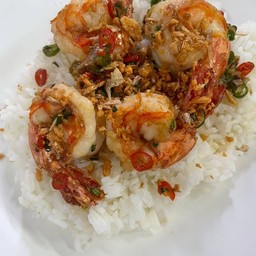 ข้าวกุ้งคั่วพริกเกลือ(ปกติ 5 ตัว)