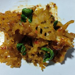 แมงกระพรุนผัดกระเพรา (กับข้าว)