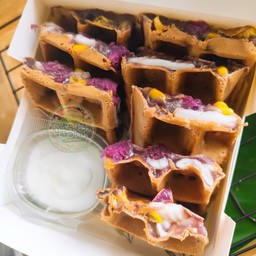 บ้าบิ่นมะพร้าวอ่อน+ข้าวโพด+มันม่วง (กล่องใหญ่)