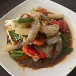 ตำกุ้งสดไหลบัว