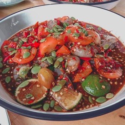 ยำนัวกุ้งสด