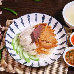 ข้าวมันไก่ผสม ต้ม+ทอด