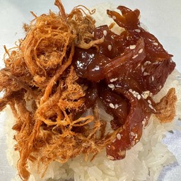 ข้าวเหนียวหมูหวานงา+หมูฝอย