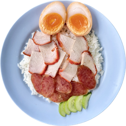 ข้าวหมูแดง+กุนเชียงใส่ไข่