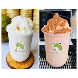 มะพร้าวปั่นไม่ใส่นม คู่ มะพร้าวนมสดปั่นโอวัลตินภูเขาไฟ