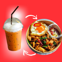 โปรกะเพราคู่เครื่องดื่มแถมไข่ดาว