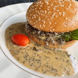 เบอร์เกอร์เนื้อออสเตรเลียดรายเอจ1ชั้น ซอสทรัฟเฟิล