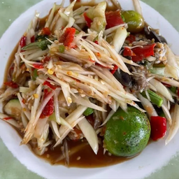 ตำลาวเเต้ๆไม่ใส่น้ำตาล (มีมะกอกแจ้งใส่ได้ค่ะ)