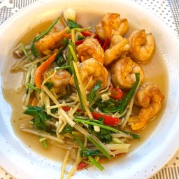 กุ้งผัดครึ่นช่าย