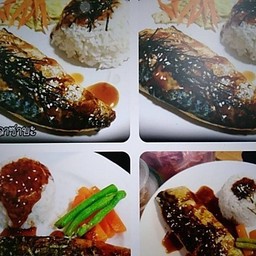 ข้าวหน้าปลาซาบะย่างซีอิ้ว + สลัด