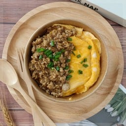 หมูสับซีอิ๊ว+ไข่ข้น (ราดข้าว)