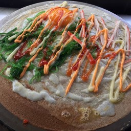 ไข่ดาว+ยำสาหร่าย+ปูอัด