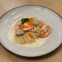 สปาเกตตี้ไวท์ซอสครีมไข่กุ้ง
