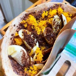 เครปยักษ์ไส้ทะลัก+ข้าวไข่เจียวทรงเครื่อง บ้านฉาง