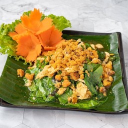 ใบเหรียงผัดไข่ปู