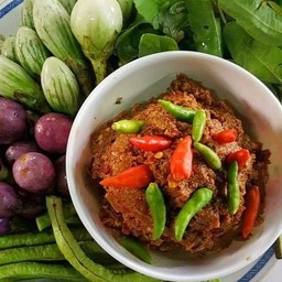 ชุดปลาร้าสับผัดสุก+ผักสดรวม