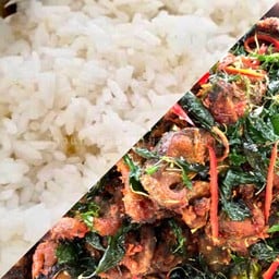 ข้าว + ปลาดุกกรอบผัดพริกขิง