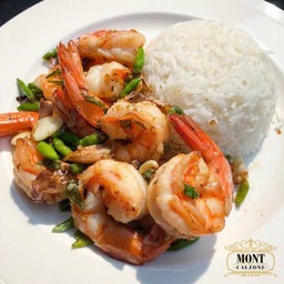 ข้าวราดกุ้งกระเทียมพริกสด