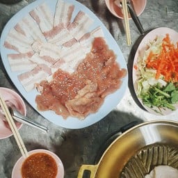 หมูย่างเกาหลี กระทะร้อน ชุด หมูหมัก-เบคอน