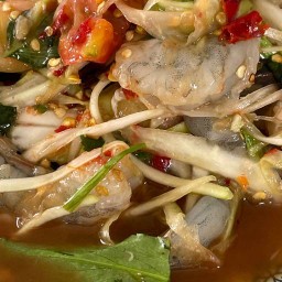 ส้มตำ น้ำแข็งไส ขนมปังปิ้ง