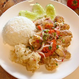 ข้าวยำไก่ซี้ด (ไก่ย่าง)