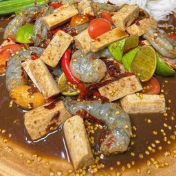 ตำเกลาเหลาหมูยอ กุ้งสด