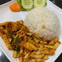 พริกแกงปู+ยอดมะพร้าว ราดข้าว