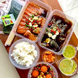 ม่อนกุ้งดองเกาหลี+ไข่ดองเกาหลี+ข้าว