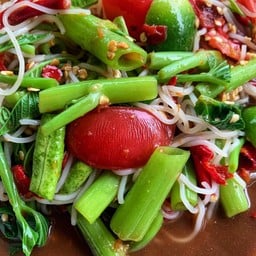 ตำซั่วผักบุ้งลวก