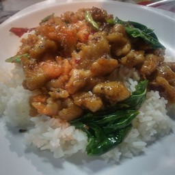 ข้าวราดกระเพราไก่กรอบ