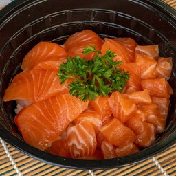 ข้าวหน้าแซลมอนซาซิมิ+เต๋าซาซิมิ