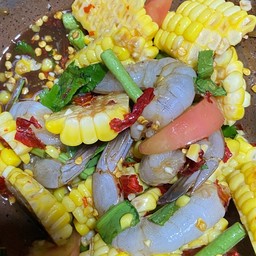 ตำข้าวโพดกุ้งสด(ปลาร้า)