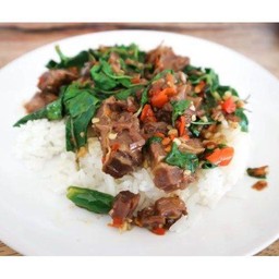 ข้าวราดผัดเครื่องในไก่ (รวมตับ+กึ๋น ไม่แยกขาย)