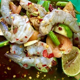 ตำเกาเหลากุ้งสด