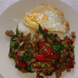 กระเพราเนื้อ+ไข่ดาว