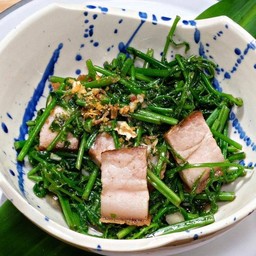 ผัดผักกูดหมูกรอบ