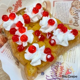 ขนมปังปิ้ง+วิปครีม+เยลลี่แดง