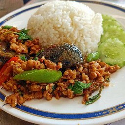 ข้าวกะเพราไข่เยี่ยวม้า