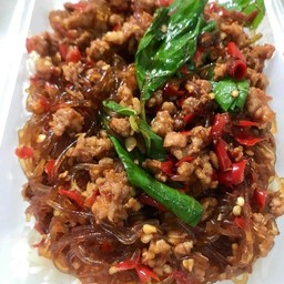 ข้าวกะเพราะวุ้นเส้น+ไก่สับ