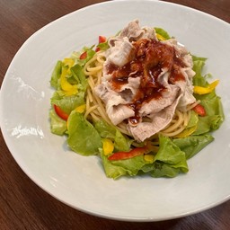 Cold pork shabu salad pasta-sweet spicy sauce-(冷製甘辛豚しゃぶサラダパスタ)