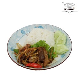 ผัดขิงหมู ราดข้าว