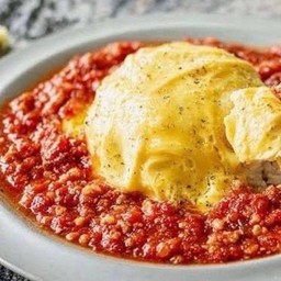 [Signature!] ข้าวไข่ข้น หมูสับผัดซอสมะเขือเทศ