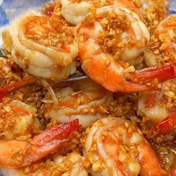 (กับข้าว) กุ้งทอดกระเทียม