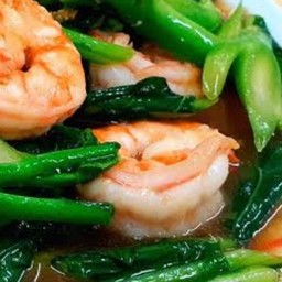 คะน้า กุ้งสด