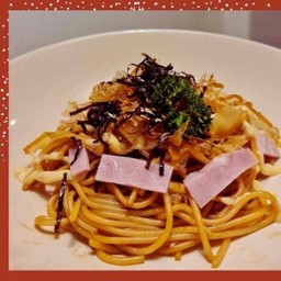 สปาเกตตี้ สโมคแฮมผัดซอสโอโคโนมิยากิ