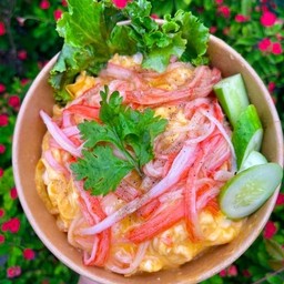 ข้าวราดไข่ข้นหน้าปูอัด